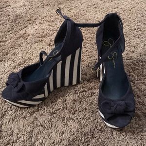 Jessica Simpson Sailor stripe wedges